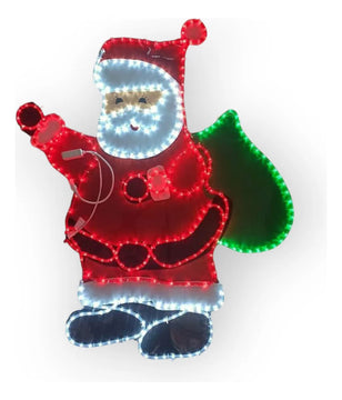 Papá Noel En Manguera Led Luces Navideñas Roja, Blanco Y Verde