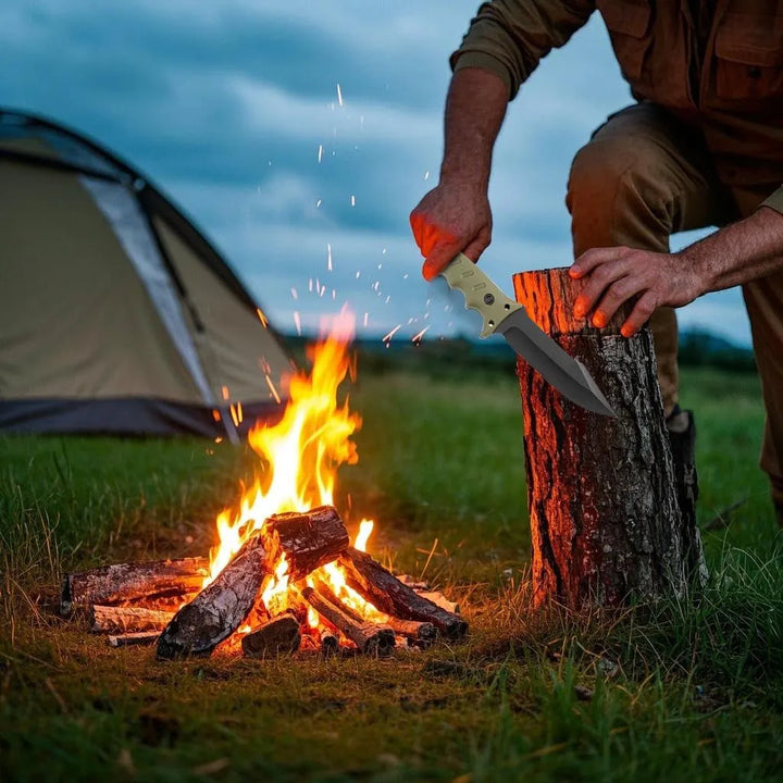 Jasni Cuchillo De Caza De Supervivencia Con Funda, Acero Ino