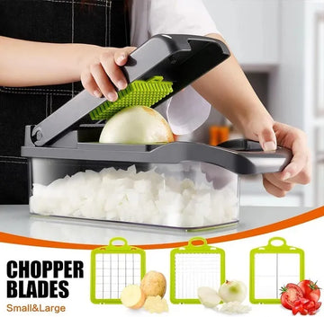 Mandolina Picatodo Multifuncional Para Verduras Y Frutas Color Gris con Verde