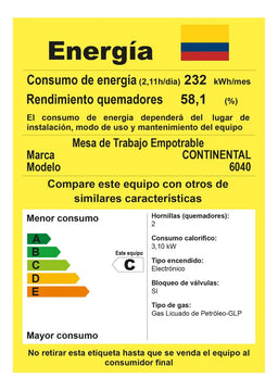 Estufa De Empotrar Vidrio Templado 2pt Gas Propano 6040 Negro