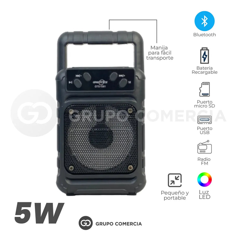Parlante Pequeño Bluetooth , Usb Y Radio Recargable Negro