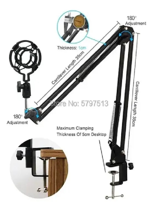 Kit Micrófono Condensador + Tarjeta Sonido Bluetooth V8 Negro