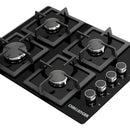 Estufa 4 Puestos Cristal + Campana Horizontal 60 Cm Negra Negro
