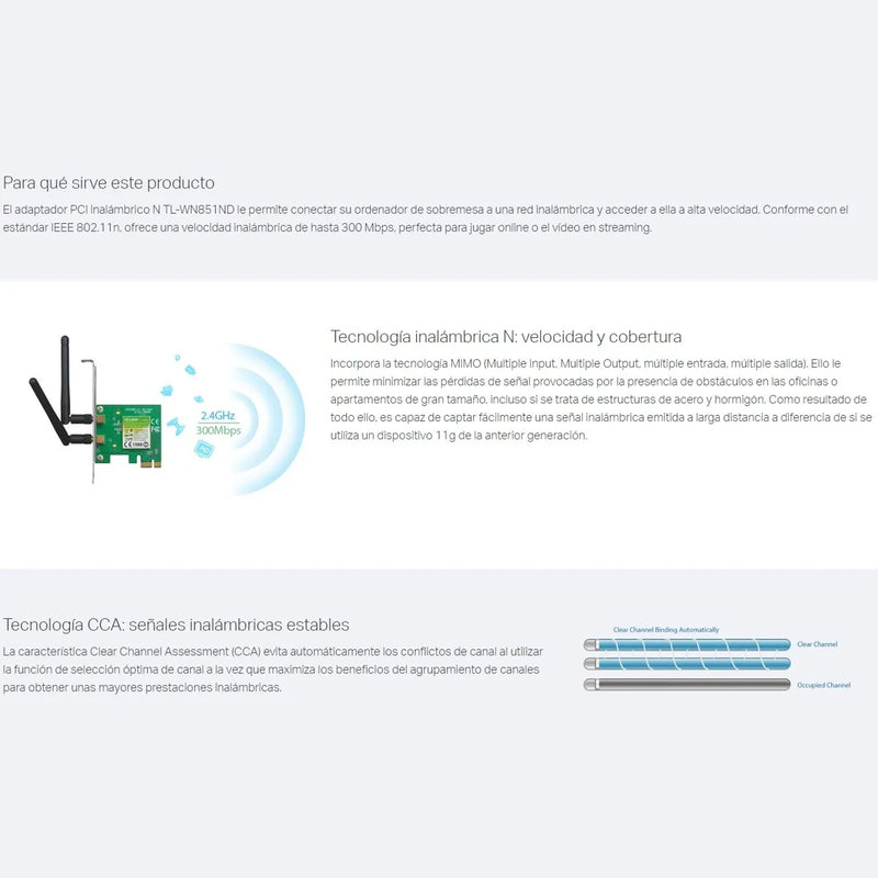 Tarjeta Red Pci Express Wifi N 300mbps Tp-link Tl-wn881nd
