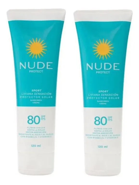 Protector Solar Nude Sport Spf 80 X 2 Unidades (120 Ml C/u)