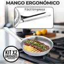Set X2 Sartén Acero Quirúrgico 1810 Con Tapa Cocina Gourmet Plateado