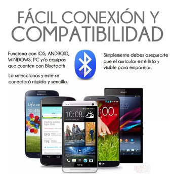 Audífono V8 Inalámbrico Negocios Conductor Larga Duración Negro