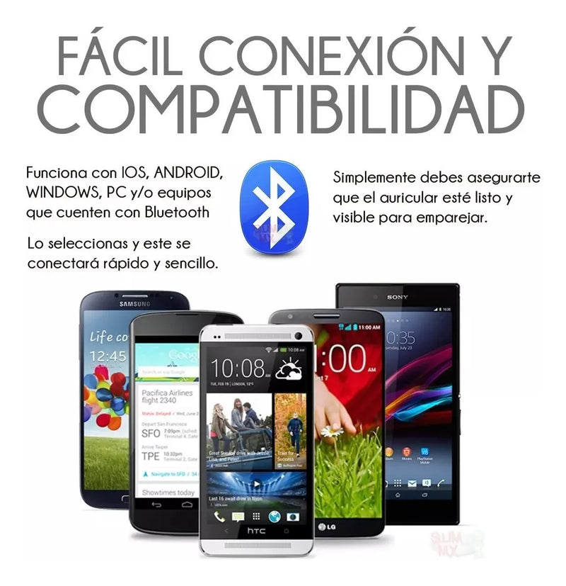 Audífono V8 Inalámbrico Negocios Conductor Larga Duración Negro