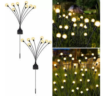 Luces Navidad Exterior Luces Luciérnagas Led Jardín 2 Piezas Amarillo