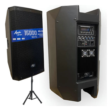Parlante Activo Audio Sound 15.000w + Base 15 Pulgadas Negro