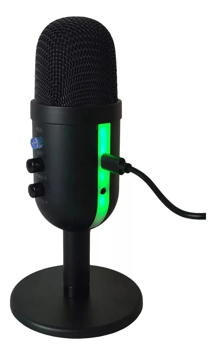 Micrófono Pc Luces Rgb Transmisión Videojuegos Usb Aux 3.5mm Diseño 1
