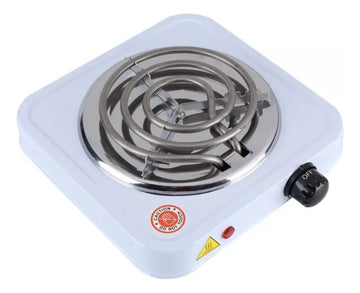 Estufa Eléctrica 1 Puesto Fogon Portátil Camping 1000w 110v Color Blanco