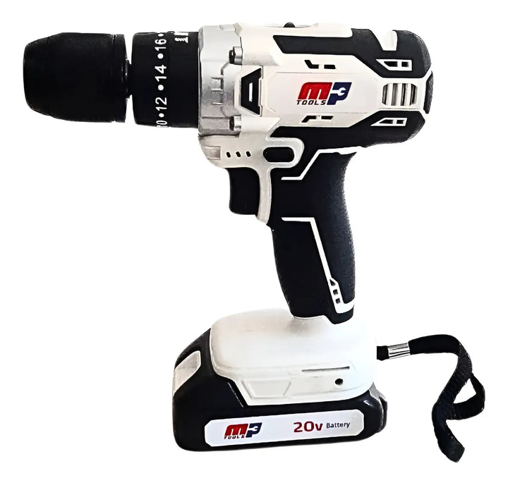 Taladro Percutor Inalámbrico Mpt 1/2 Con Maletín 20v - Blanco