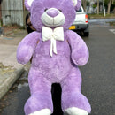 Oso De Peluche Gigante 1,60 + Moño + 3 Globos Lila