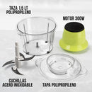 Combo de 2 Picadoras Eléctricas 300W con 4 Cuchillas de Acero Inoxidable, Capacidad de 1.5L para Carnes, Verduras y Frutas, Color Verde, Chef Master.