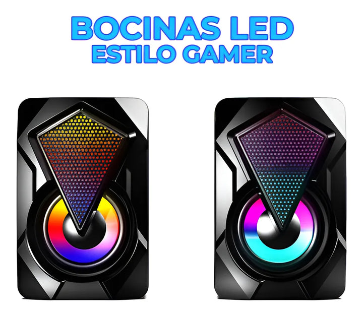 Bocinas Rgb Con Control Volumen Portátil 3.5mm