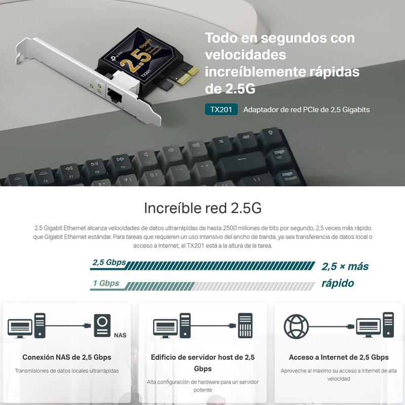 Tarjeta De Red Pci Express Tp-link Tx201 De 2.5 Gigabits