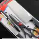Kit X5 Utensilio Cocina Cuchillo Pelador Tijeras Chaira Hach Negro