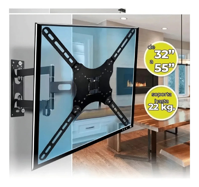 Fopnew® X-400 Soporte De Pantalla Pared Tv 15 A 55 Pulgadas 30kg Universal Inclinable Y Ajustable Color Negro