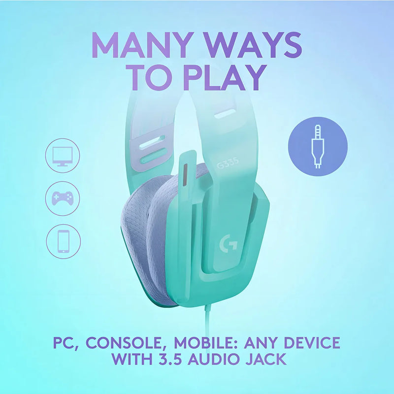 Fone de ouvido over-ear sem fio Logitech G G Series G335 981-001023 mint