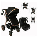 Coche de paseo Happy Baby Alizze travel system negro con chasis color dorado