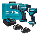 Taladro Percutor 1/2 +atornillador 1/4 18v Makita Dlx2142sy Verde 60