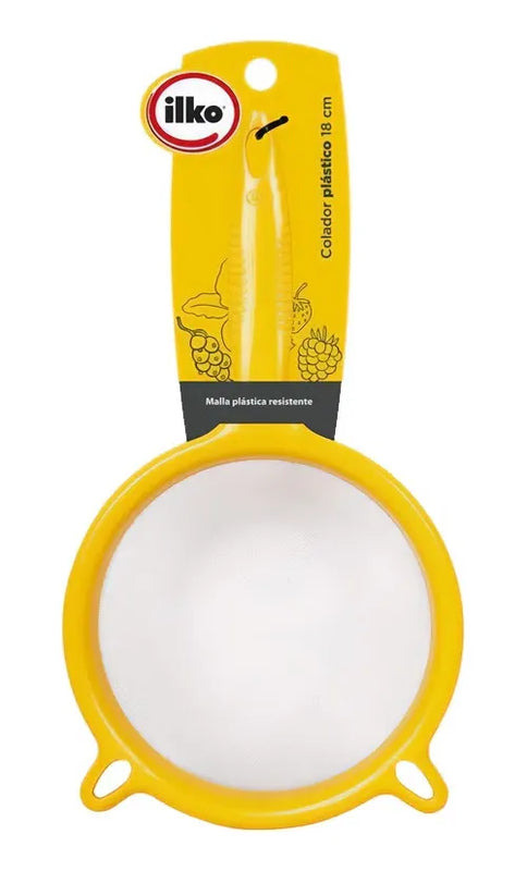 Colador 18 Cm Malla Gruesa Para Jugos Plastico Ilko Amarillo