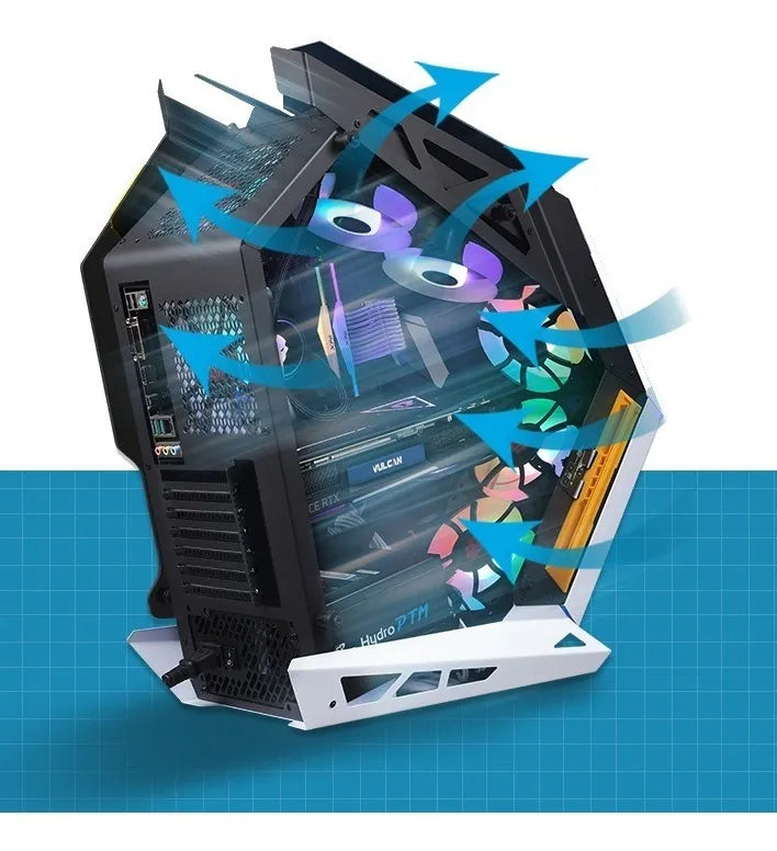 Chasis Caja Iceberg Mech One 5 Fan + Doble Tira Led M-rgb Blanco