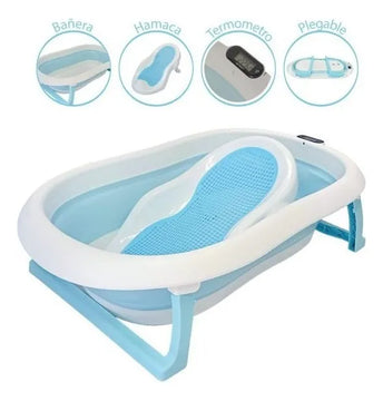 Bañera Plegable Para Bebé Con Hamaca Priori Ocean Color Celeste