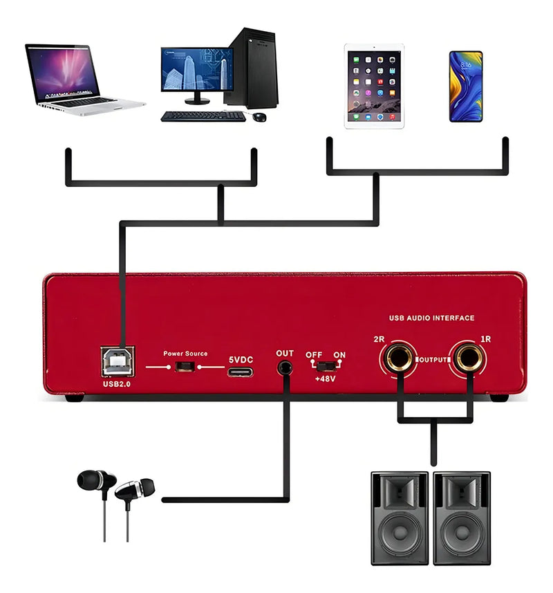 Tarjeta De Sonido Dos Canales Depusheng Md22 | Phantom +48v