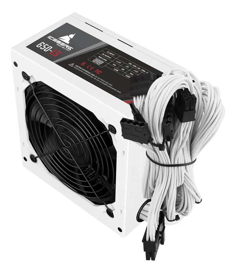 Fuente De Poder Gamer Iceberg 650-ls White 650w Real Blanco