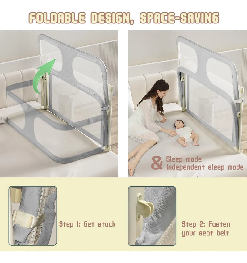 Cuna Portátil 3 En 1 Para Bebé Cama Lateral Ajustable Gris