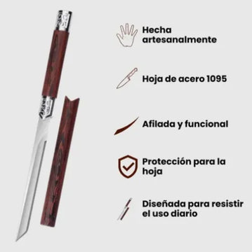 Cuchillo Ultra Afilado En Acero Inoxidable Carnicero Chef Marrón Oscuro