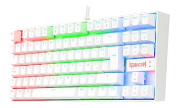 Teclado Gamer Redragon Kumara K552 QWERTY Español Latinoamérica Color Blanco con Luz RGB