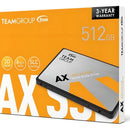 Disco Sólido Ssd Interno 512gb Teamgroup Ax2/2.5 Sata Iii