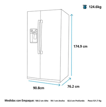 Nevera Mabe Refrigeración PQL22LEKFSS color inox con capacidad de 615L