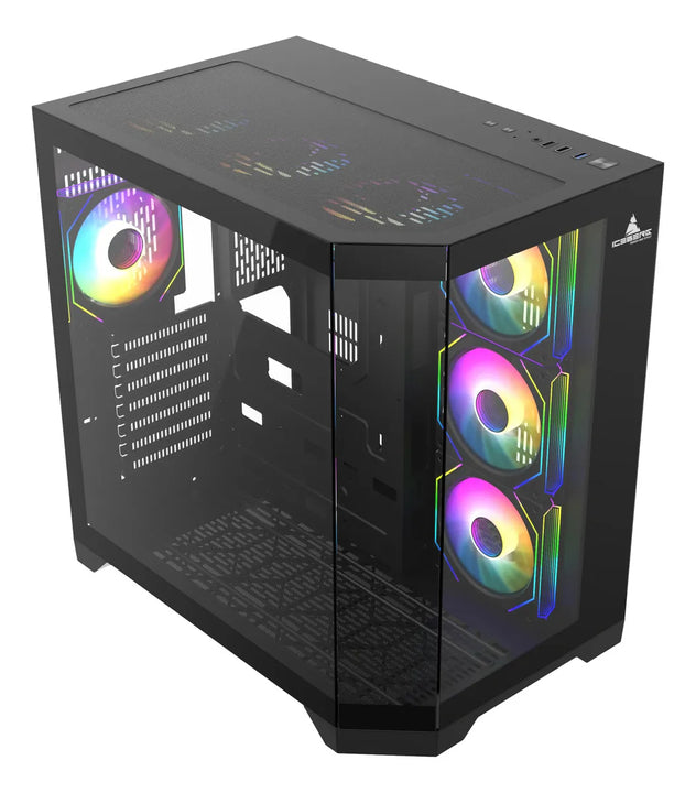 Chasis Iceberg Crystal Edge Negro X7 Fan Argb Maxi Infinity