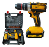 Taladro Inalambrico Percutor Kit Accesorios Reversible - Amarillo