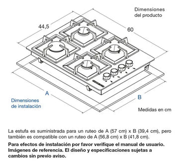 Estufa 4 Puestos Cristal + Campana Horizontal 60 Cm Negra Negro