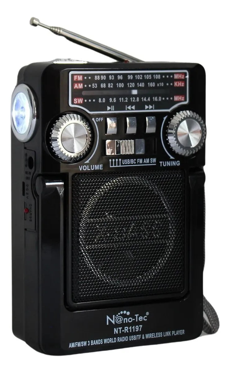 Radio Parlante Recargable Panel Solar Linterna Led Portátil Diseño