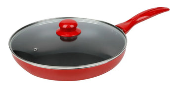 Sartén Premium Antiadherente Con Tapa De Vidrio 20cm Rojo