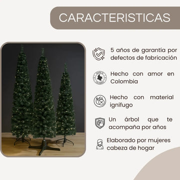 Pino Navideño Vermont 2.00m Para Decoración Muñecos Luces Verde