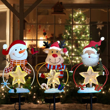 Decoracion Navidena Led De 3 Luces Solares Con Paneles De Al
