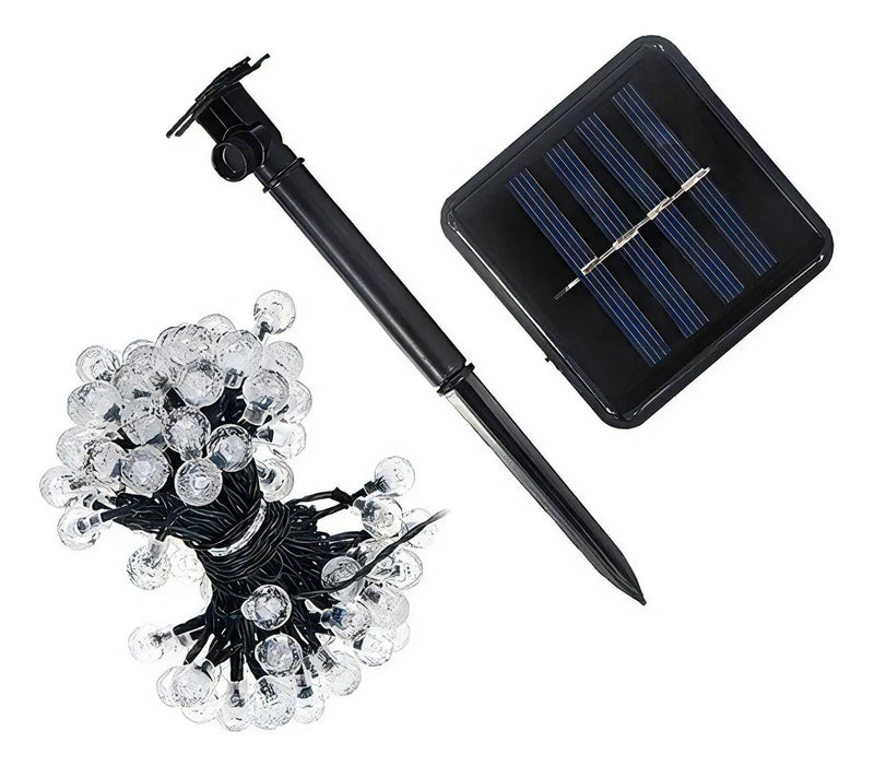 Solar Flasher 50 Bolas De Luz Led Solar Navideña Blanca Cali Dorado
