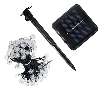 Solar Flasher 50 Bolas Luz Led Solar Navideña Blanca Cálida Dorado