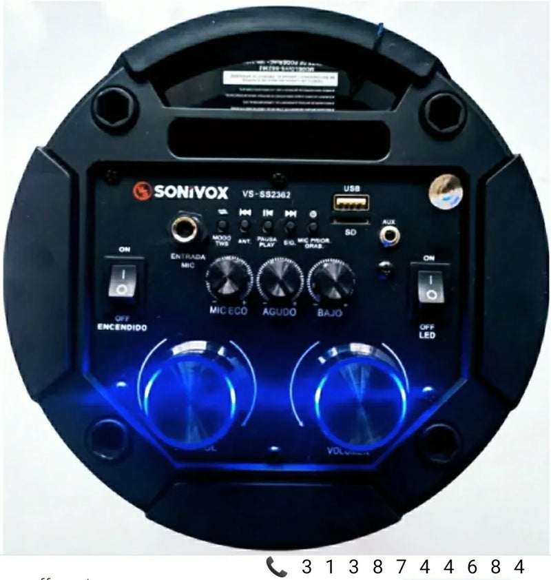 Parlante Torre De Sonido Sonivox 7000 Wats Negro