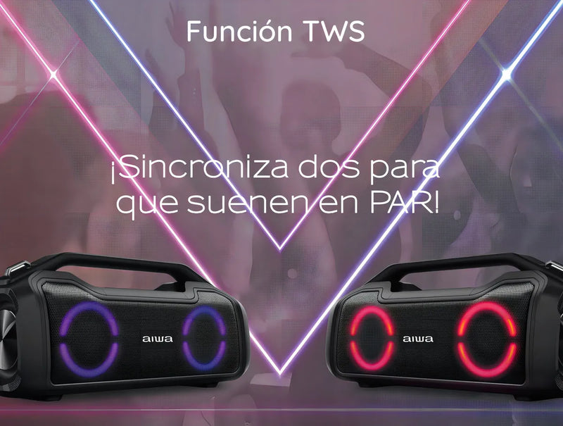 Parlante Aiwa AWS700BT portátil con bluetooth waterproof negra