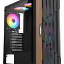 Chasis Iceberg Wood Core Gamer Con 6 Ventiladores Argb Negro