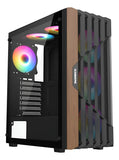 Chasis Iceberg Wood Core Gamer Con 6 Ventiladores Argb Negro