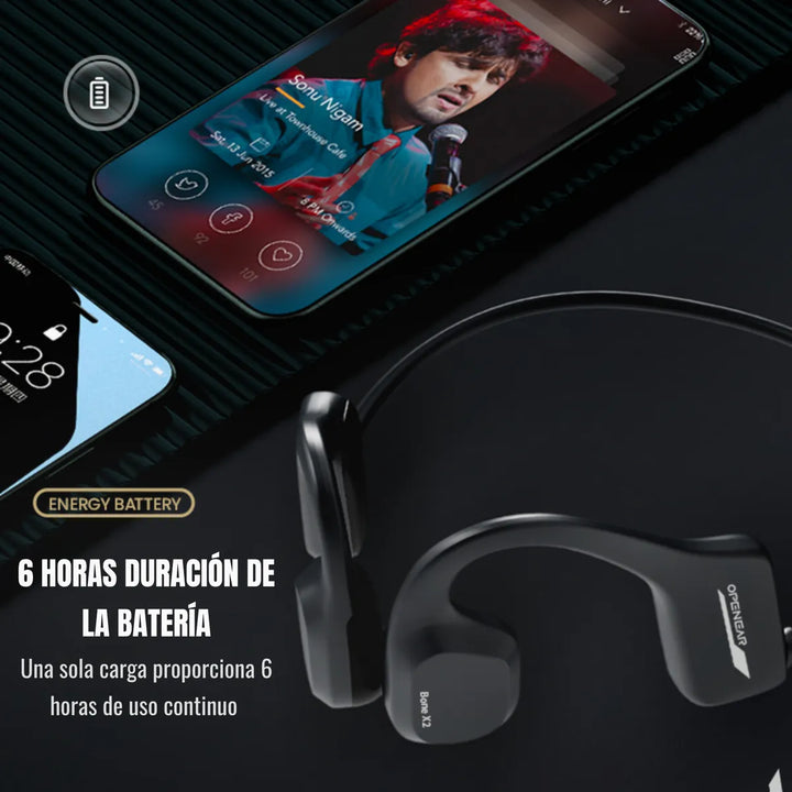 Audifonos Conduccion Osea Bluetooth Microfono Natacion Ipx8 Negro